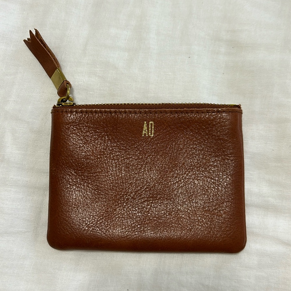 Madewell brown leather zip pouch